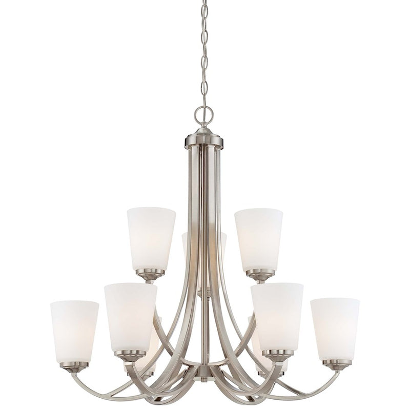 Minka Lavery Overland Park 9-Light Chandelier | Transitional Brushed Nickel Steel | Dining Room & Living Room | 30 x 30 x 29.25 in | Model 4969-84