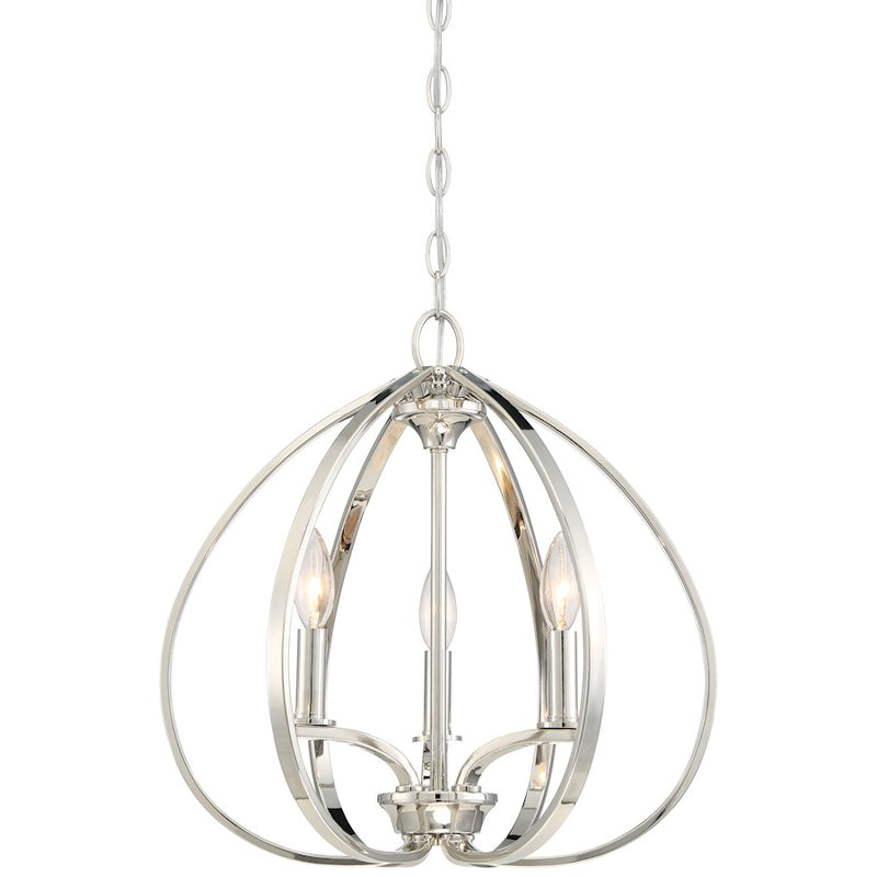 Minka Lavery Tilbury 16.5in 3-Light Pendant | Contemporary Polished Nickel Orb | Kitchen Island & Dining Room | 16.5 x 16.5 x 17 in | Model 4982-613