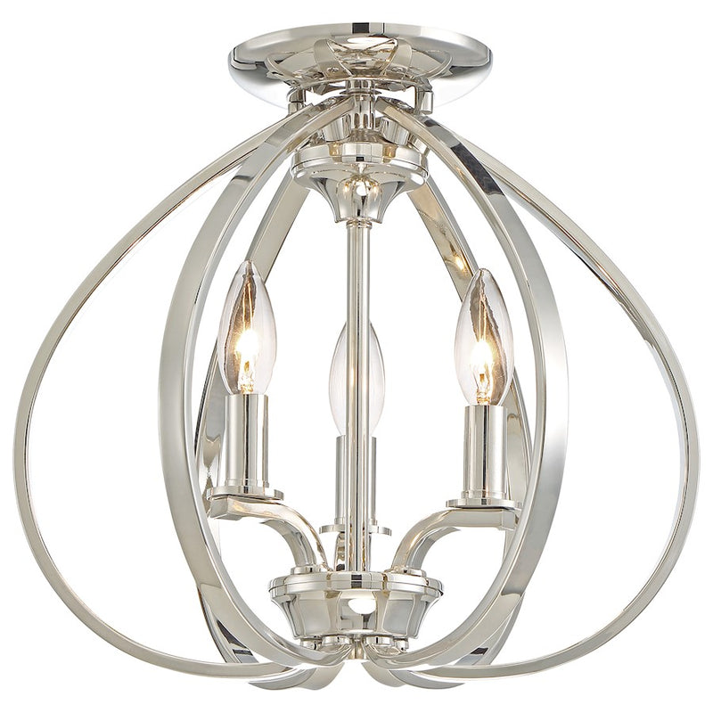 Minka Lavery Tilbury 3-Light Semi-Flush Mount | Contemporary Polished Nickel | Bedroom & Hallway Ceiling Light | 14 x 14 x 13.75 in | Model 4983-613
