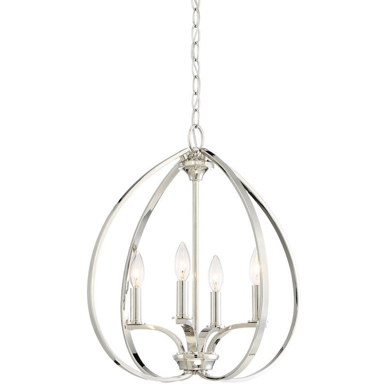 Minka Lavery Tilbury 19in 4-Light Pendant | Contemporary Polished Nickel Orb | Kitchen Island & Dining Room | 19 x 19 x 20 in | Model 4984-613