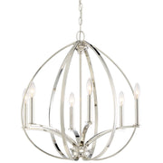 Minka Lavery Tilbury 24in 6-Light Chandelier | Transitional Polished Nickel and Clear Glass | Dining Room & Living Room | Model 4986-613