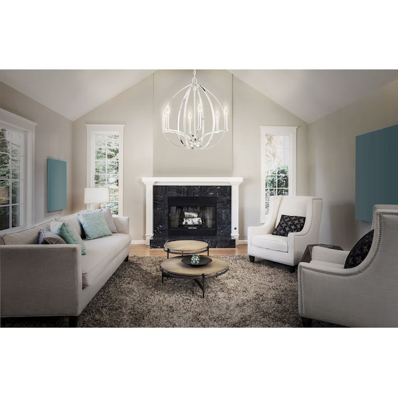 Minka Lavery Tilbury 24in 6-Light Chandelier | Transitional Polished Nickel and Clear Glass | Dining Room & Living Room | Model 4986-613