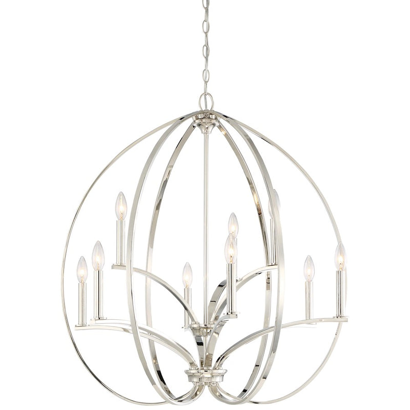 Minka Lavery Tilbury 30in 9-Light Chandelier | Transitional Polished Nickel | Dining Room & Living Room | 30 x 30 x 34 in | Model 4989-613