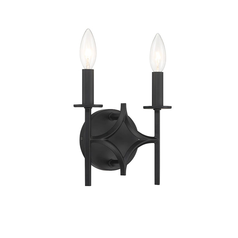 Minka Lavery Muncie 2-Light Wall Sconce | Industrial Coal Steel | Bedroom & Hallway Accent Light | 8 x 8.5 in, Damp Rated | Model 5032-66A