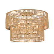 Minka Lavery Bungalow Heaven 26in 5-Light Flush Mount | Coastal Soft Brass and Papyrus Rope | Entryway & Covered Patio | 26 x 17 in | Model 5042-695