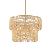 Minka Lavery Bungalow Heaven 20in 5-Light Flush Mount | Soft Brass and Papyrus Rope | Hallway & Bedroom Ceiling Light | 20 x 14 in | Model 5043-695