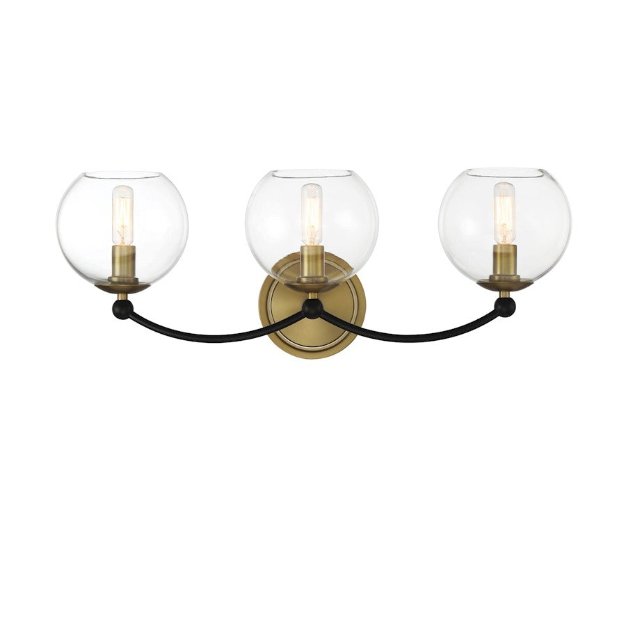 Minka Lavery Kearney Park 3 Light Bath Vanity, Coal/Soft Brass/Clear - 5063-726