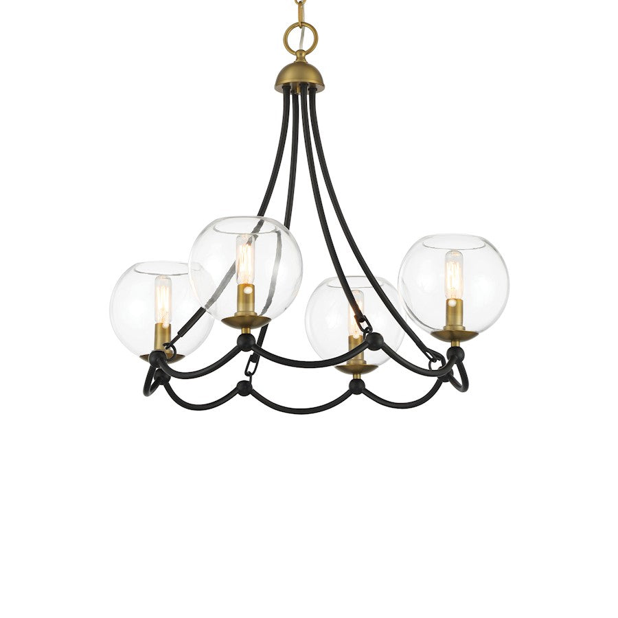 Minka Lavery Kearney Park 4 Light Chandelier, Coal/Soft Brass/Clear - 5065-726