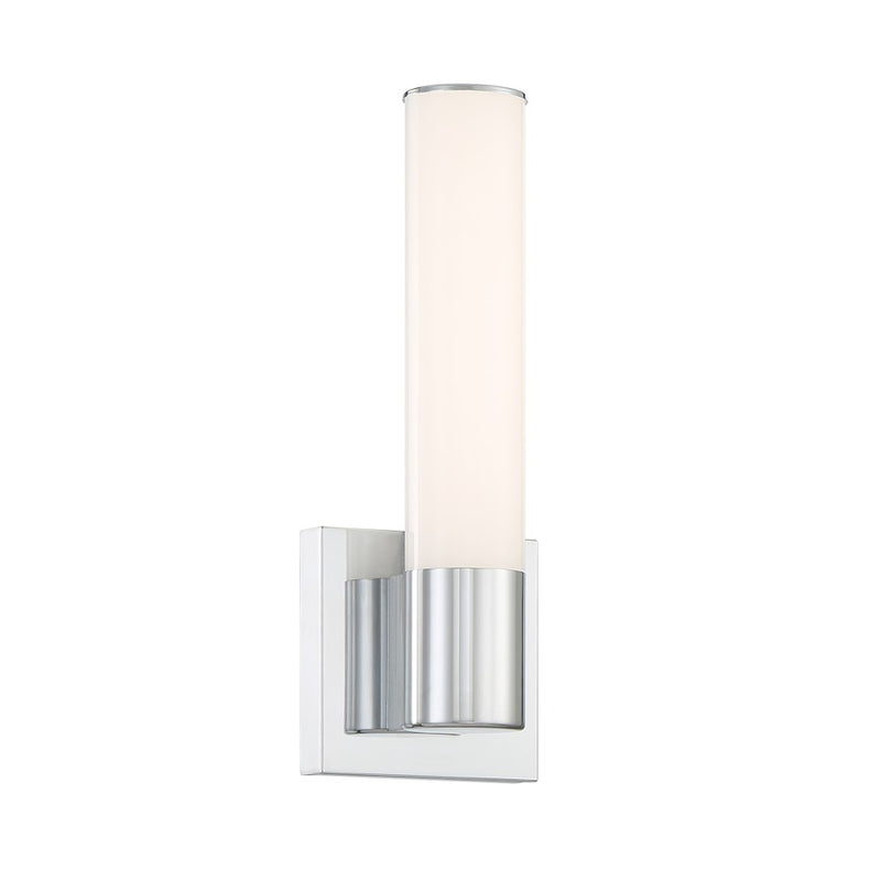 Minka Lavery Vantage 14in 1-Light LED Wall Sconce | Modern Chrome Steel and White Lens | Hallway & Bathroom | 5 x 14 x 3.6 in | Model 5072-77-L