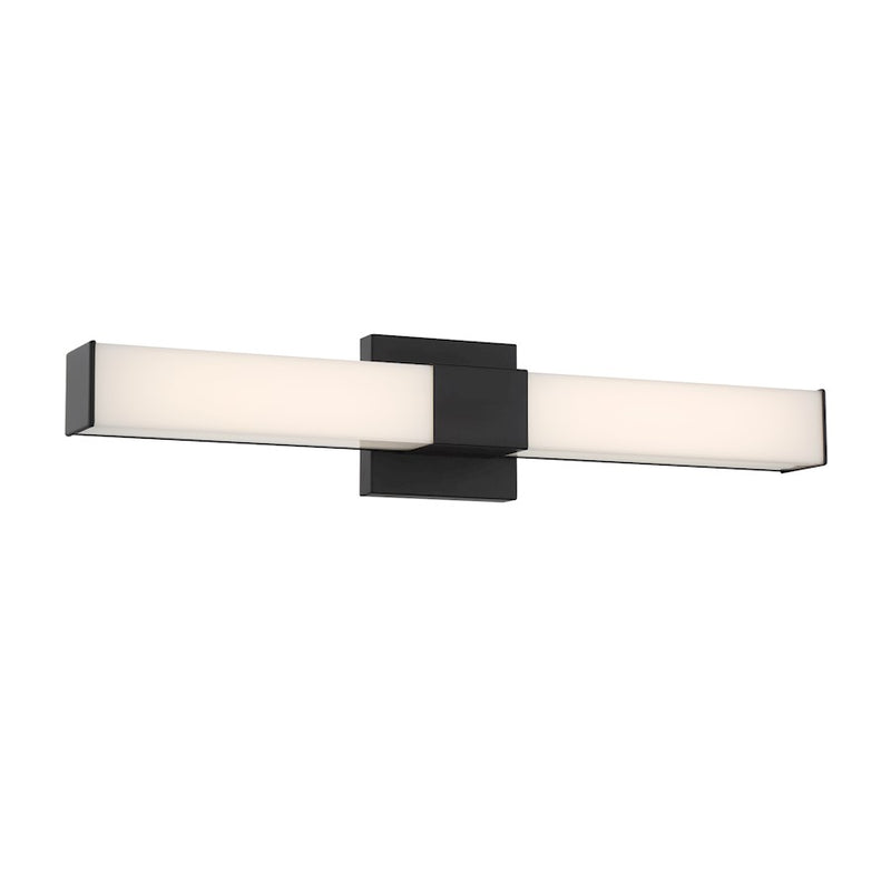 Minka Lavery Vantage 24in 1-Light LED Wall Sconce | Modern Coal Steel and White PC Lens | Hallway & Bathroom Accent | Model 5074-66A-L