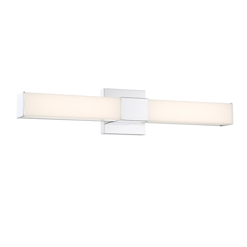 Minka Lavery Vantage 24in 1-Light Wall Sconce | Modern Chrome Steel and White PC Lens | Bathroom & Hallway Accent | 2243 Lumens | Model 5074-77-L