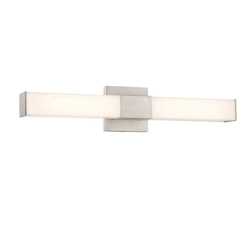Minka Lavery Vantage LED Square 24in Wall Sconce | Modern Brushed Nickel Steel and White PC Lens | Bathroom & Hallway | Model 5074-84-L