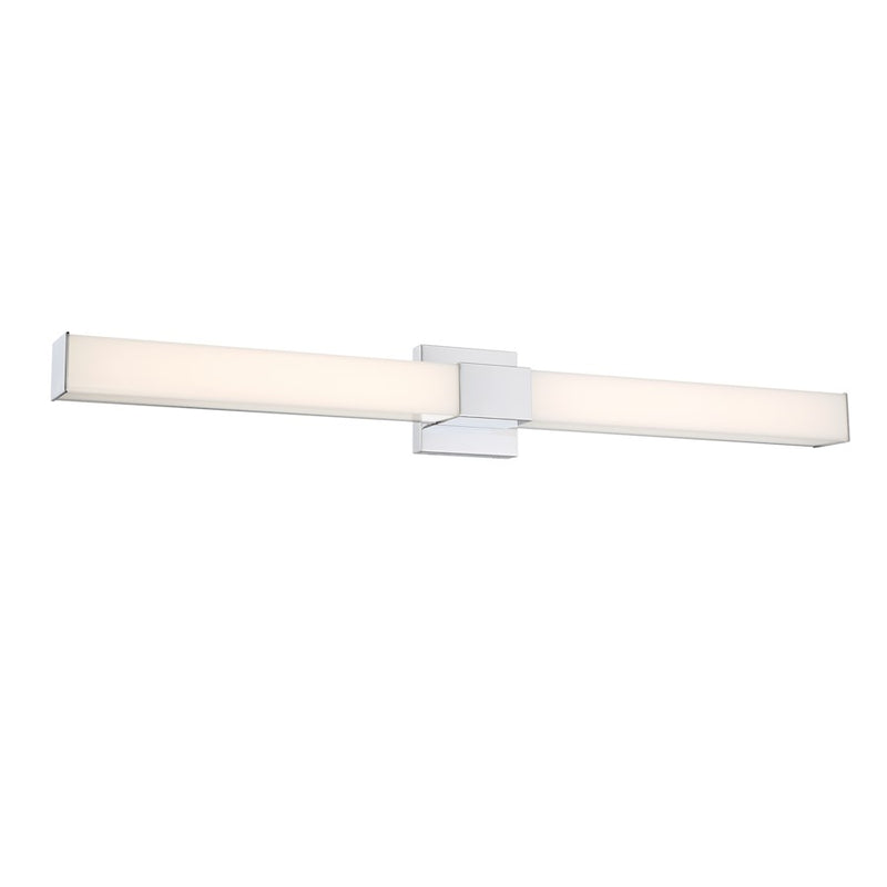 Minka Lavery Vantage 36in LED Wall Sconce | Contemporary Chrome and White | Hallway & Bathroom Accent | 2889 Lumens, 3000K, Dimmable | Model 5076-77-L