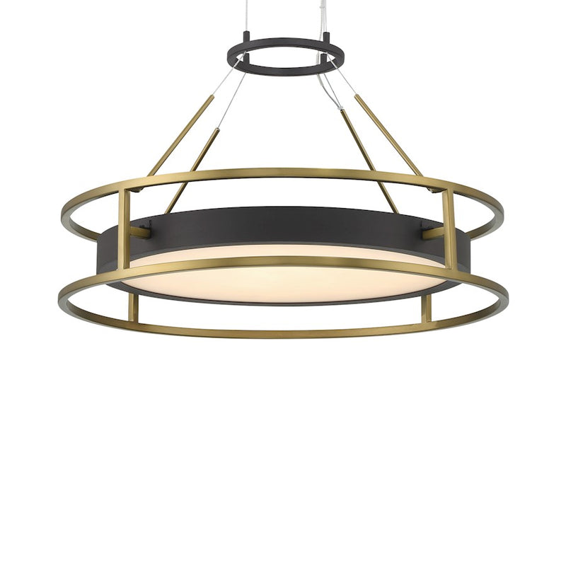Minka Lavery Levitation 19in 1-Light LED Pendant | Sand Coal & Soft Brass Steel and Faux Alabaster | Kitchen Island & Dining Room | Model 5086-781-L