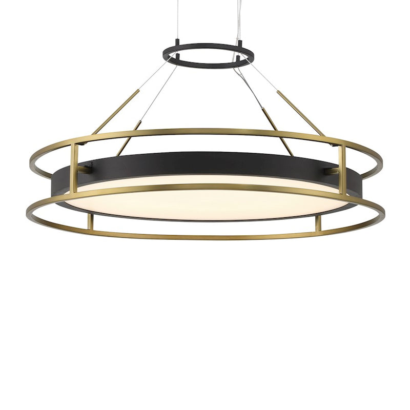 Minka Lavery Levitation 25in 1-Light LED Pendant | Contemporary Sand Coal & Soft Brass and Faux Alabaster | Dining Room & Kitchen | Model 5087-781-L