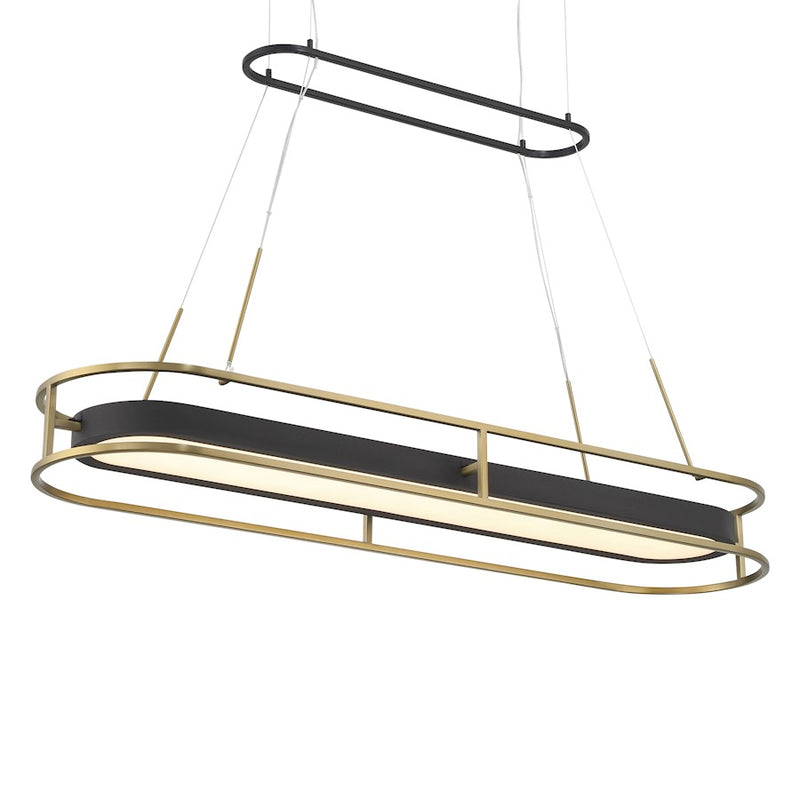 Minka Lavery Levitation 25in 1-Light LED Pendant | Contemporary Sand Coal & Soft Brass and Faux Alabaster | Dining Room & Kitchen | Model 5087-781-L