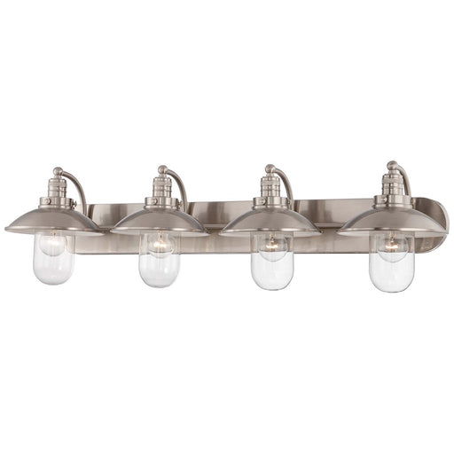 Minka Lavery Downtown Edison 38in 4-Light Bathroom Vanity Light | Industrial Brushed Nickel and Clear Glass | Bathroom Vanity & | Model 5134-84