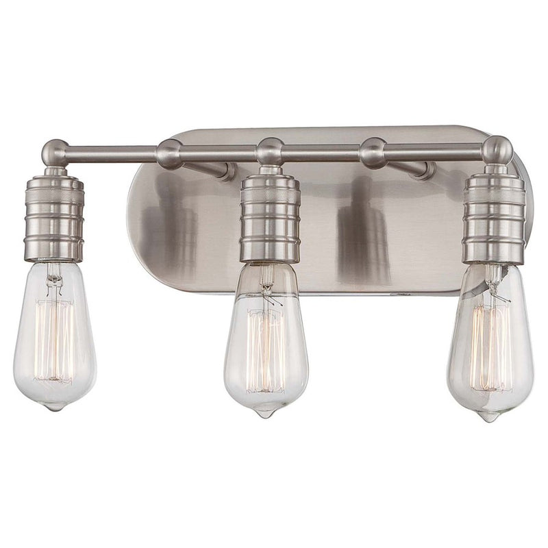 Minka Lavery Downtown Edison 3-Light Bath Vanity Light | Industrial Brushed Nickel Metal | Bathroom Vanity & Powder Room | Model 5135-84