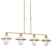 Minka Lavery Downtown Edison 44in 4-Light Chandelier | Industrial White and Soft Brass Steel with Clear Glass | Dining Room & Living | Model 5137-799