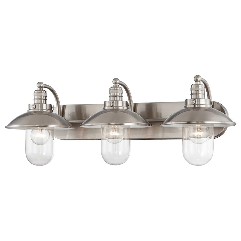 Minka Lavery Downtown Edison 3-Light Chandelier | White and Soft Brass with Clear Glass | Kitchen Island & Dining Room | Model 5138-799