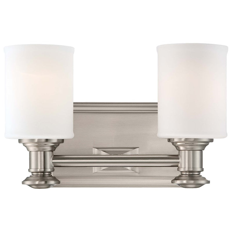 Minka Lavery Harbour Point 11in 2-Light Bathroom Vanity Light | Brushed Nickel Transitional | Bathroom Vanity | 11 x 6 x 7 in | Model 5172-84