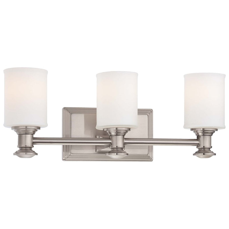 Minka Lavery Harbour Point 19in 3-Light Bathroom Vanity Light | Brushed Nickel Transitional | Bathroom Vanity | 19 x 6 x 7 in | Model 5173-84