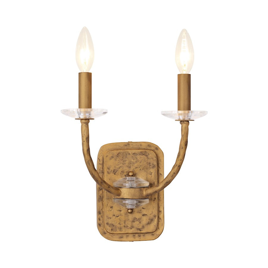 Minka Lavery Atella 2 Light Wall Sconce, Ashen Gold/Clear - 5282-788