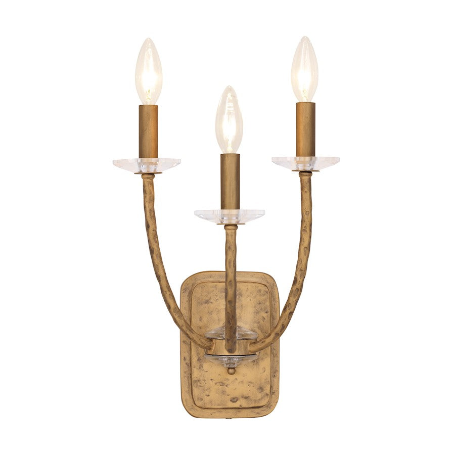 Minka Lavery Atella 3 Light Wall Sconce, Ashen Gold/Clear - 5283-788