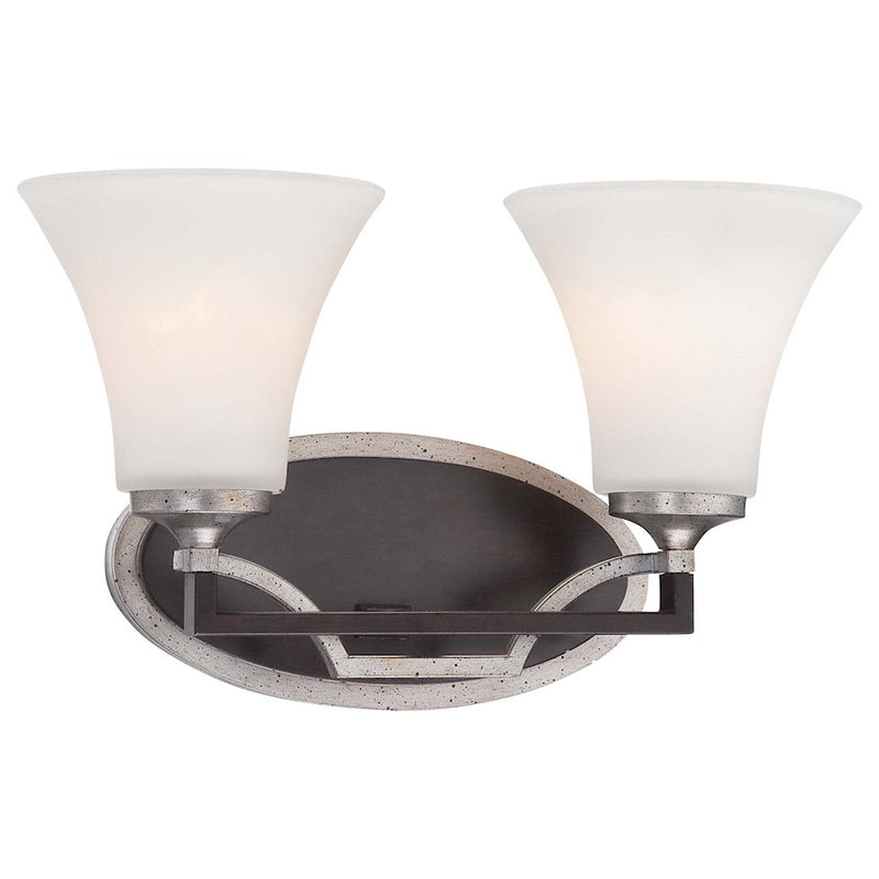 Minka Lavery Astrapia 2-Light Bath Vanity Light | Transitional Dark Rubbed Sienna and Aged Silver | Bathroom Vanity & Powder Room | Model 5342-593