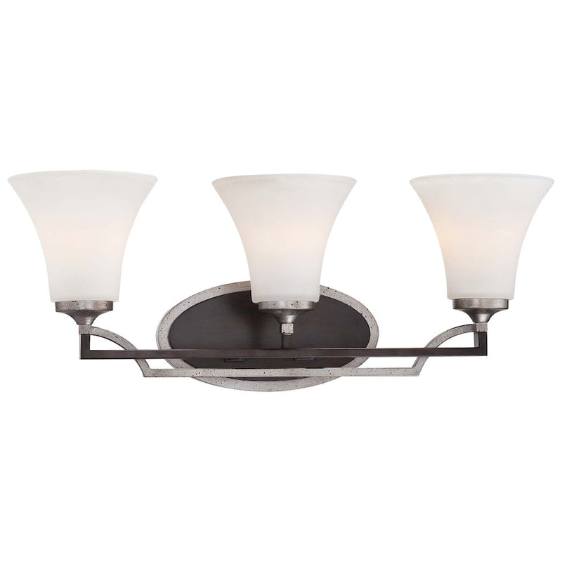 Minka Lavery Astrapia 24in 3-Light Bath Vanity | Transitional Dark Rubbed Sienna and Aged Silver Steel | Bathroom Vanity Light | Model 5343-593
