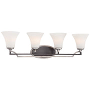 Minka Lavery Astrapia 32in 4-Light Bath Vanity | Transitional Dark Rubbed Sienna and Aged Silver Steel | Bathroom Vanity Light | Model 5344-593