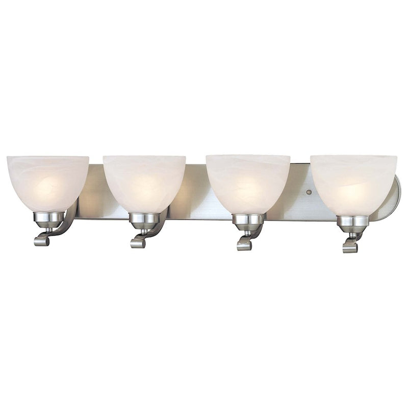 Minka Lavery Paradox 30in 4-Light Vanity Light | Brushed Nickel Transitional | Bathroom Vanity | 30 x 8 x 7 in | Model 5424-84