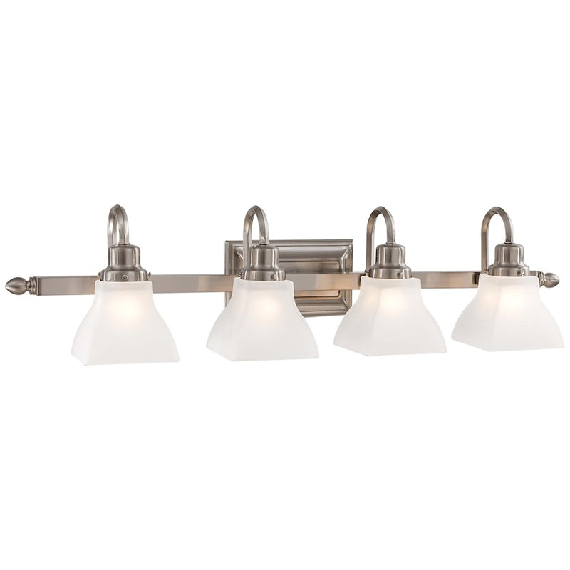 Minka Laver Mission Ridge 4-Light Bath Vanity Light | Traditional Brushed Nickel | Bathroom & Powder Room | 33.5 x 8.5 x 7.75 in | Model 5584-84