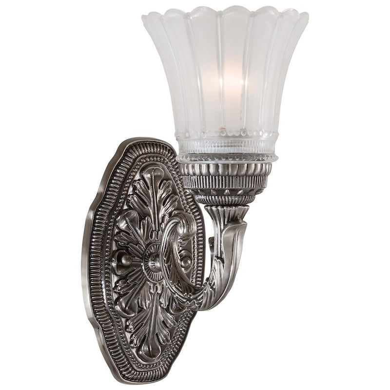 Minka Lavery Europa 11in 1-Light Vanity Light | Traditional Brushed Nickel | Bathroom Vanity | 5 x 8 x 11 in | Model 5761-2560-84