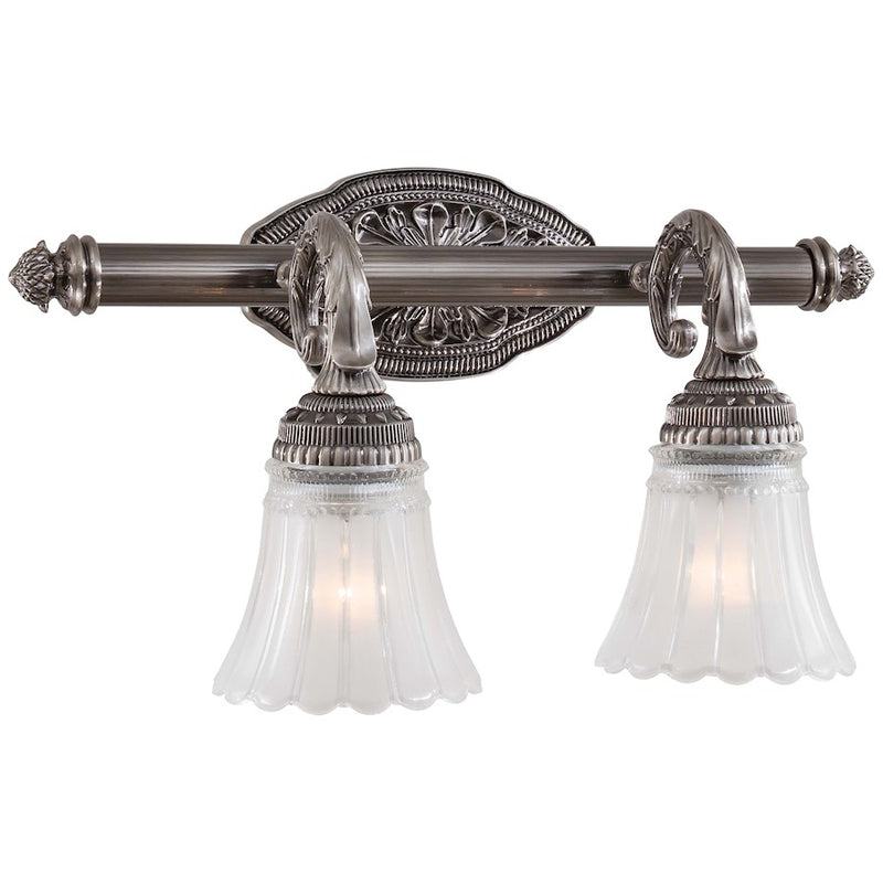 Minka Lavery Europa 19in 2-Light Vanity Light | Traditional Brushed Nickel | Bathroom Vanity | 19 x 9 x 9 in | Model 5762-2560-84