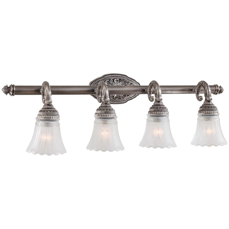 Minka Lavery Europa 33in 4-Light Vanity Light | Traditional Brushed Nickel | Bathroom Vanity | 33 x 9 x 9 in | Model 5764-2560-84