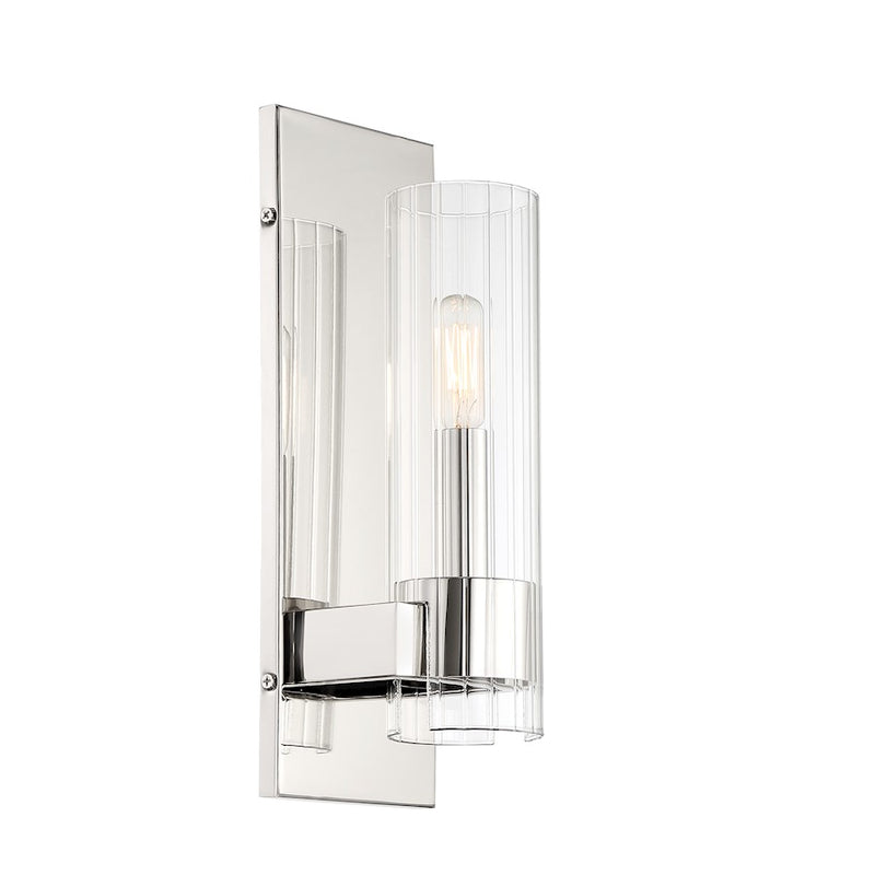 Minka Lavery Vernon Place 1-Light Wall Sconce | Transitional Polished Nickel | Bedroom & Hallway Accent Light | 5 x 5 x 14 in | Model 5891-613