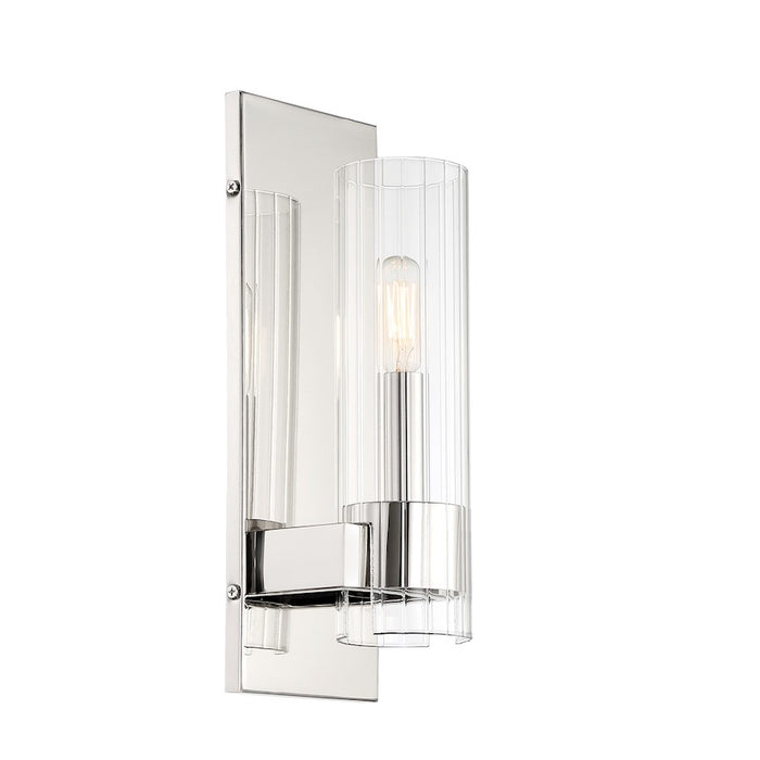 Minka Lavery Vernon Place 1 Light Wall Sconce, Chrome/Clear Ribbed