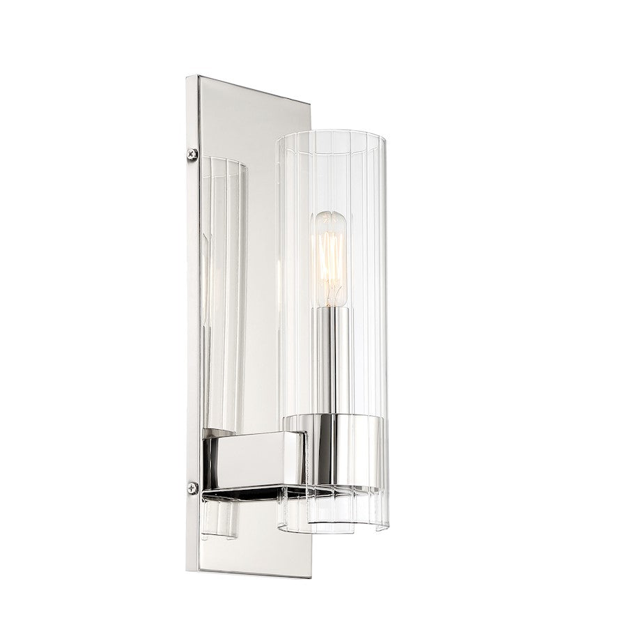 Minka Lavery Vernon Place 1 Light Wall Sconce, Chrome/Clear Ribbed