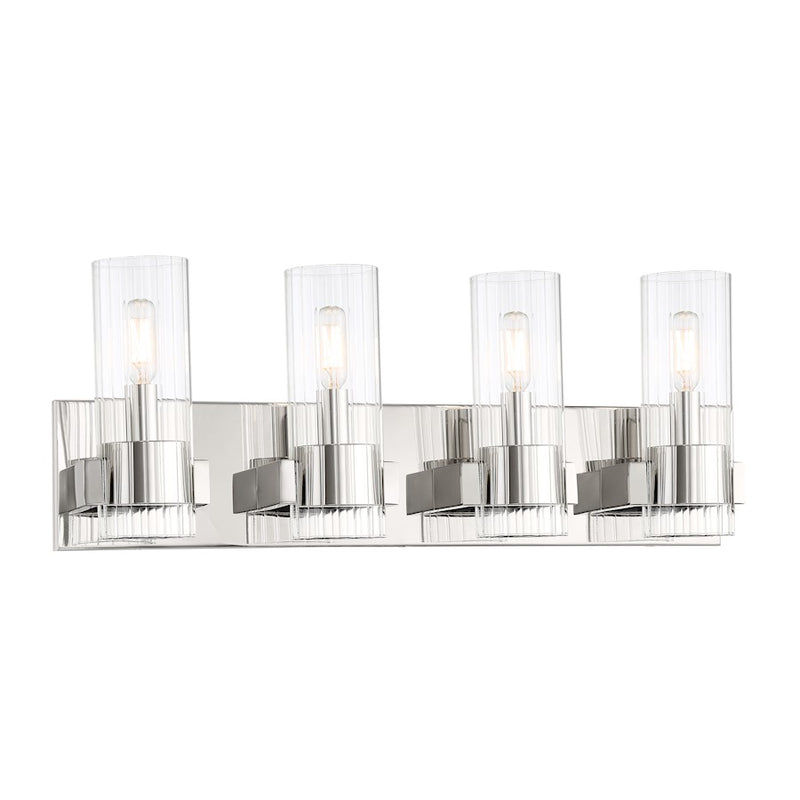 Minka Lavery Vernon Place 24in 4-Light Vanity Light | Transitional Polished Nickel | Bathroom Vanity | 24.5 x 4.75 x 9.25 in | Model 5894-613
