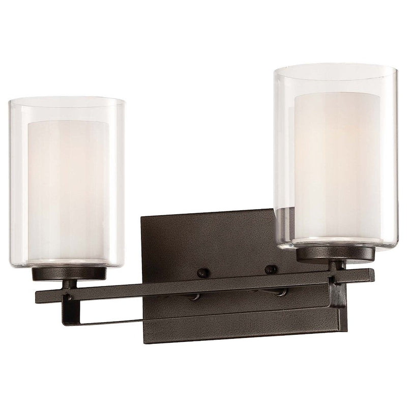 Minka Lavery Parsons Studio 2-Light Bath Vanity Light | Transitional Smoked Iron | Bathroom Vanity | 15 x 6 x 9 in | Model 6102-172