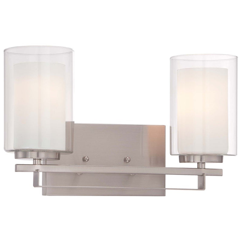 Minka Lavery Parsons Studio 15in 2-Light Bath Bar | Traditional Brushed Nickel | Bathroom Vanity Light | 15 x 6 x 9 in | Model 6102-84