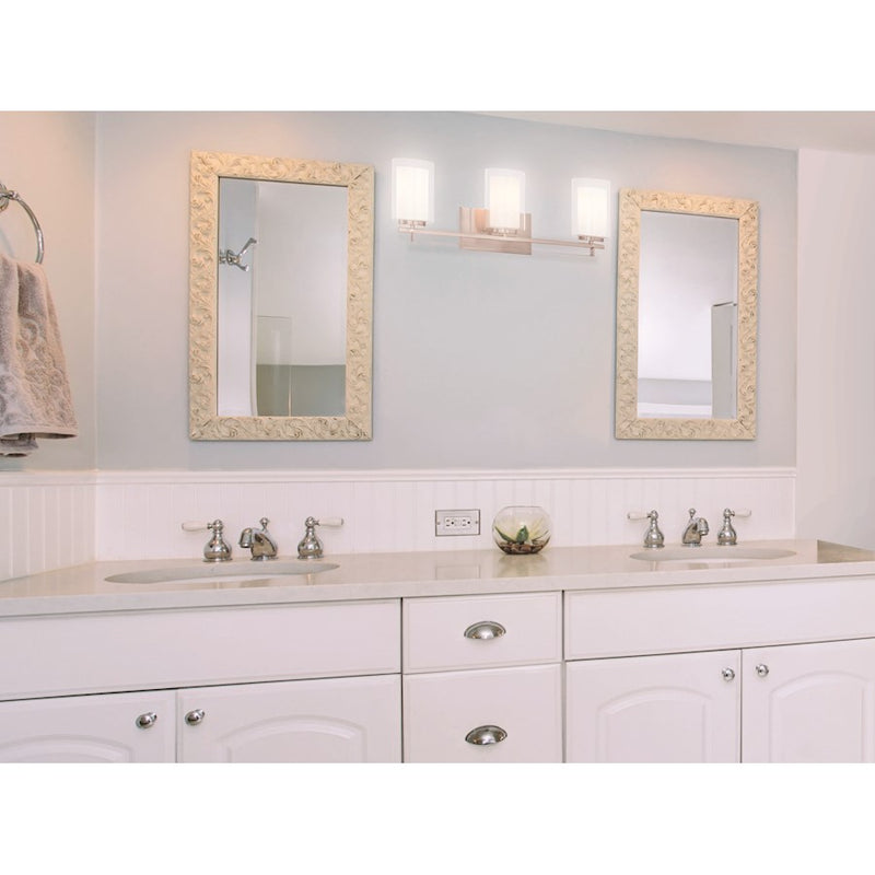 Minka Lavery Parsons Studio 24in 3-Light Bathroom Vanity Light | Brushed Nickel Transitional | Bathroom Vanity | 24 x 6 x 9 in | Model 6103-84