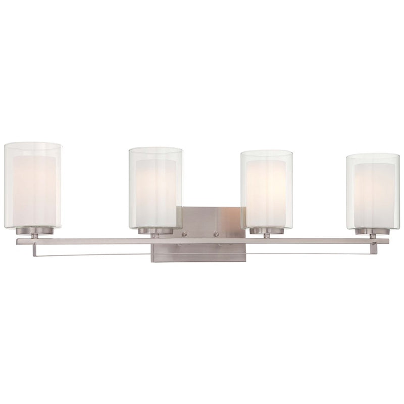 Minka Lavery Parsons Studio 32in 4-Light Bathroom Vanity Light | Brushed Nickel Traditional | Bathroom Vanity | 32 x 6 x 9 in | Model 6104-84