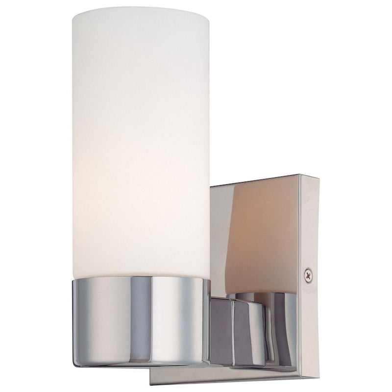 Minka Lavery 1-Light Wall Sconce | Contemporary Chrome Steel | Hallway & Bedroom Accent Light | 5 x 4.5 x 7.75 in | Model 6211-77