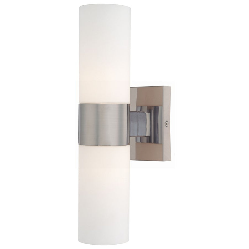 Minka Lavery 2-Light Wall Sconce | Modern Brushed Nickel and Etched Opal Glass | Bathroom Vanity & Hallway | 4.5 x 4.5 x 13.5 in | Model 6212-84