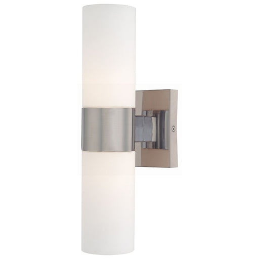 Minka Lavery 2-Light Wall Sconce | Modern Brushed Nickel and Etched Opal Glass | Bathroom Vanity & Hallway | 4.5 x 4.5 x 13.5 in | Model 6212-84
