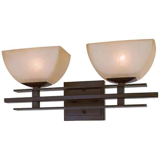Minka Lavery Lineage 2-Light Vanity Light | Transitional Iron Oxide Finish | Bathroom Vanity & Mirror Lighting | 18 x 7.5 in | Model 6272-357