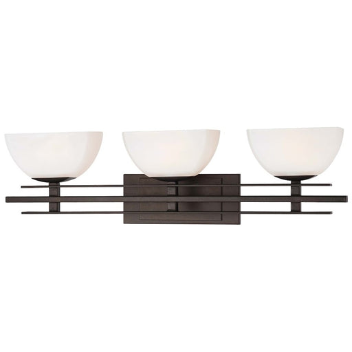 Minka Lavery Lineage 3-Light Vanity Light | Transitional Smoked Iron Finish | Bathroom Vanity & Mirror Lighting | 24 x 8 in | Model 6273-172-PL