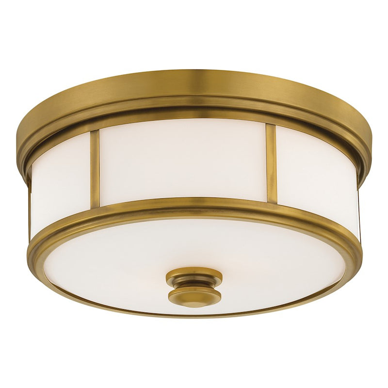 Minka Lavery 16in Flush Mount | Traditional Liberty Gold and Etched White Glass | Hallway & Bedroom Ceiling Light | 16 x 16 x 7 in | Model 6368-249